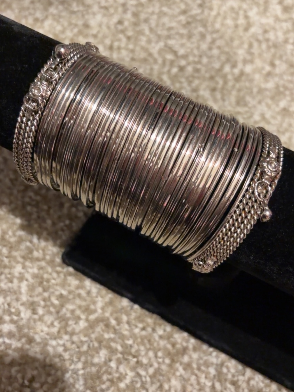 Ethnic Indian Wear Silver-Tone Stacked Bangle Bracelet Set